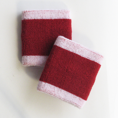 Heather white red dark red 2colored sweat wristbands wholesale Heather white red dark red 2colored sweat wristbands wholesale